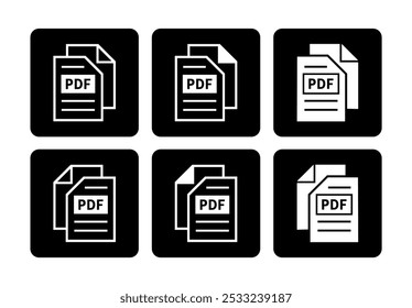 ícone branco do arquivo PDF no plano de fundo preto