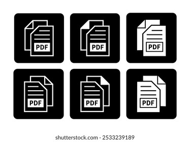 ícone branco do arquivo PDF no plano de fundo preto