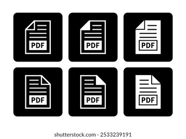 ícone branco do arquivo PDF no plano de fundo preto