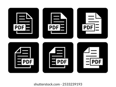 ícone branco do arquivo PDF no plano de fundo preto