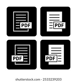 weißes PDF-Datei-Symbol auf schwarzem Hintergrund