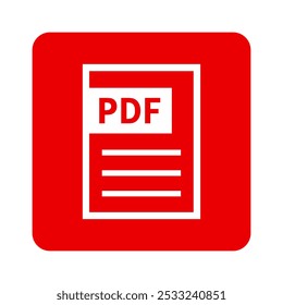 ícone branco do arquivo PDF no plano de fundo vermelho