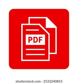 ícone branco do arquivo PDF no plano de fundo vermelho