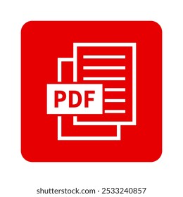 ícone branco do arquivo PDF no plano de fundo vermelho