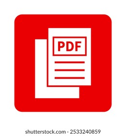 ícone branco do arquivo PDF no plano de fundo vermelho