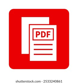 ícone branco do arquivo PDF no plano de fundo vermelho