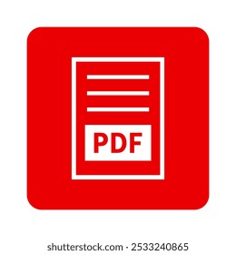 ícone branco do arquivo PDF no plano de fundo vermelho