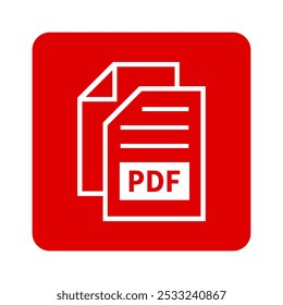 ícone branco do arquivo PDF no plano de fundo vermelho