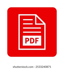 ícone branco do arquivo PDF no plano de fundo vermelho