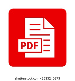 ícone branco do arquivo PDF no plano de fundo vermelho