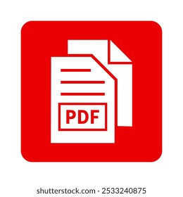 ícone branco do arquivo PDF no plano de fundo vermelho