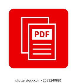 ícone branco do arquivo PDF no plano de fundo vermelho