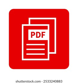 ícone branco do arquivo PDF no plano de fundo vermelho