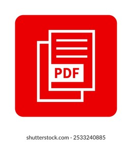 ícone branco do arquivo PDF no plano de fundo vermelho