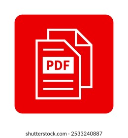 ícone branco do arquivo PDF no plano de fundo vermelho