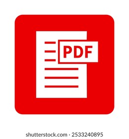 ícone branco do arquivo PDF no plano de fundo vermelho