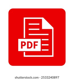 ícone branco do arquivo PDF no plano de fundo vermelho