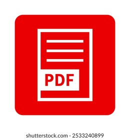 ícone branco do arquivo PDF no plano de fundo vermelho