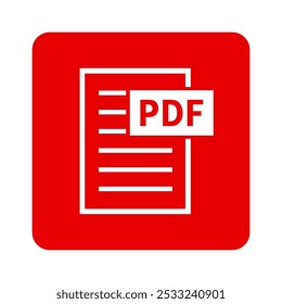 ícone branco do arquivo PDF no plano de fundo vermelho