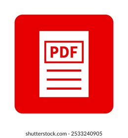 ícone branco do arquivo PDF no plano de fundo vermelho