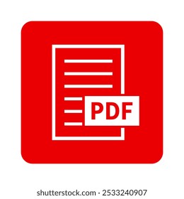 ícone branco do arquivo PDF no plano de fundo vermelho