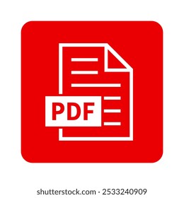 ícone branco do arquivo PDF no plano de fundo vermelho