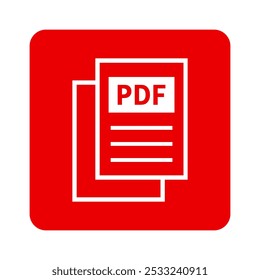 ícone branco do arquivo PDF no plano de fundo vermelho