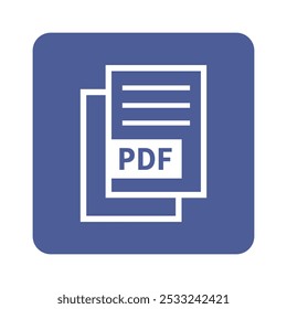 weißes PDF-Datei-Symbol auf violettem Hintergrund