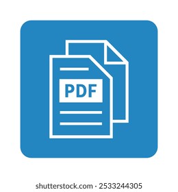 ícone branco do arquivo PDF no plano de fundo azul