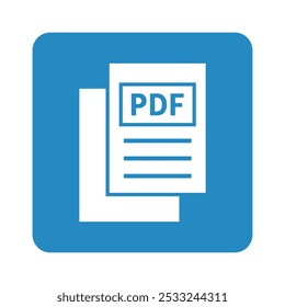 ícone branco do arquivo PDF no plano de fundo azul