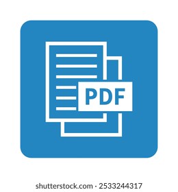 ícone branco do arquivo PDF no plano de fundo azul