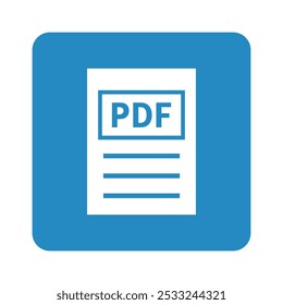 ícone branco do arquivo PDF no plano de fundo azul