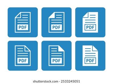 ícone branco do arquivo PDF no plano de fundo azul