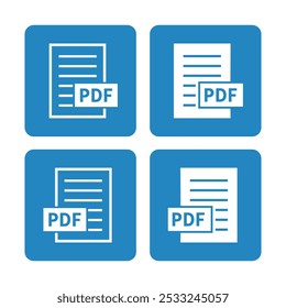 white PDF file icon on blue background