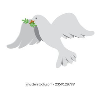 white peace dove flying isolated