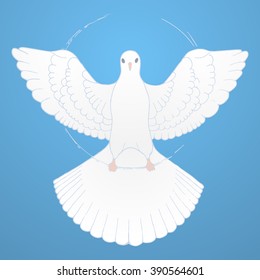 White peace dove with spread wings.