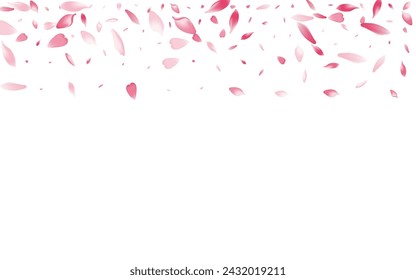 White Peach Petal Vector White Background. Pastel Blossom Apple Petal Banner. Flower Petal Springtime Product. 3d Sakura Petal Card.