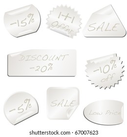 White pealing paper price tag isolated on white vector
