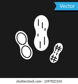 White Peanut icon isolated on black background.  Vector Illustration