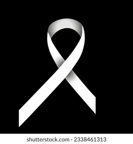 White or pearl color awareness ribbon represents lung cancer, Squamous cell carcinoma, Cervical cancer or Retinoblastoma