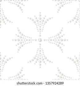 White pearl floral romantic seamless pattern. Wedding theme. Vector Illustration.