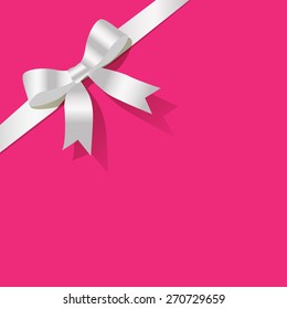 White pearl ribbon on the pink background