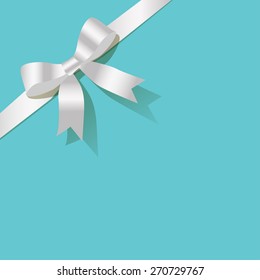 White pearl ribbon on the turquoise background