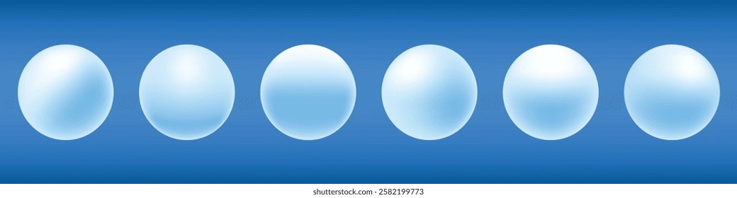 White pearl set with blue reflection shadow from table, ping pong balls, vector illustration