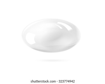 White pearl. White sphere on white background. Abstract banner with white ball. Vector illustration, contains transparencies, gradients and effects.