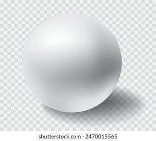 white pearl with transparent shadow, vector illustration