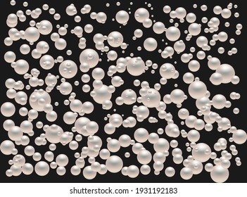 White pearls background. 3D Vector illustration.