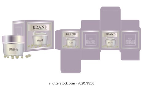 White Pearls luxury box design template and mockup box. Illustration vector