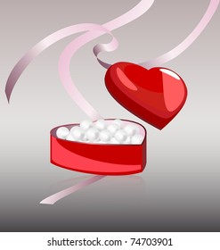 white pearls in the red box