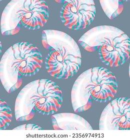 White and pearly shells vector seamless pattern